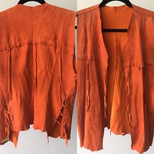 *NWT* engine leather vest in Hermes orange!